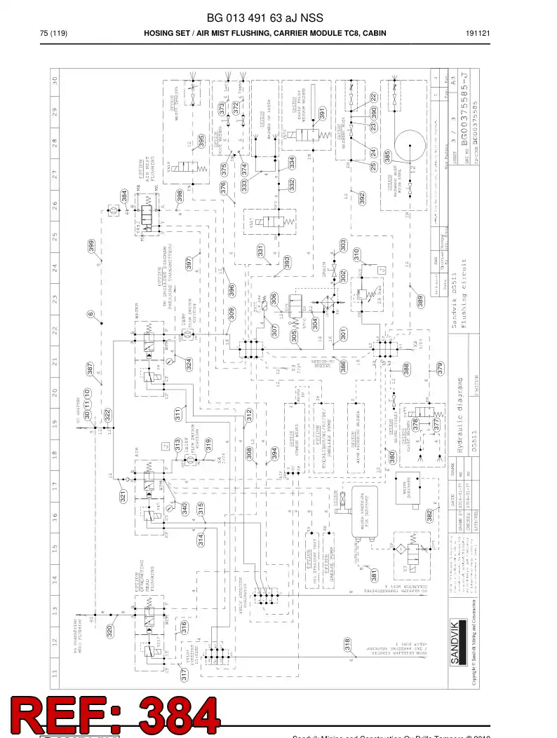 BG00952388b BG 009 523 88b Hose Assembly, Hydraulic - Sandvik Technical Drawing