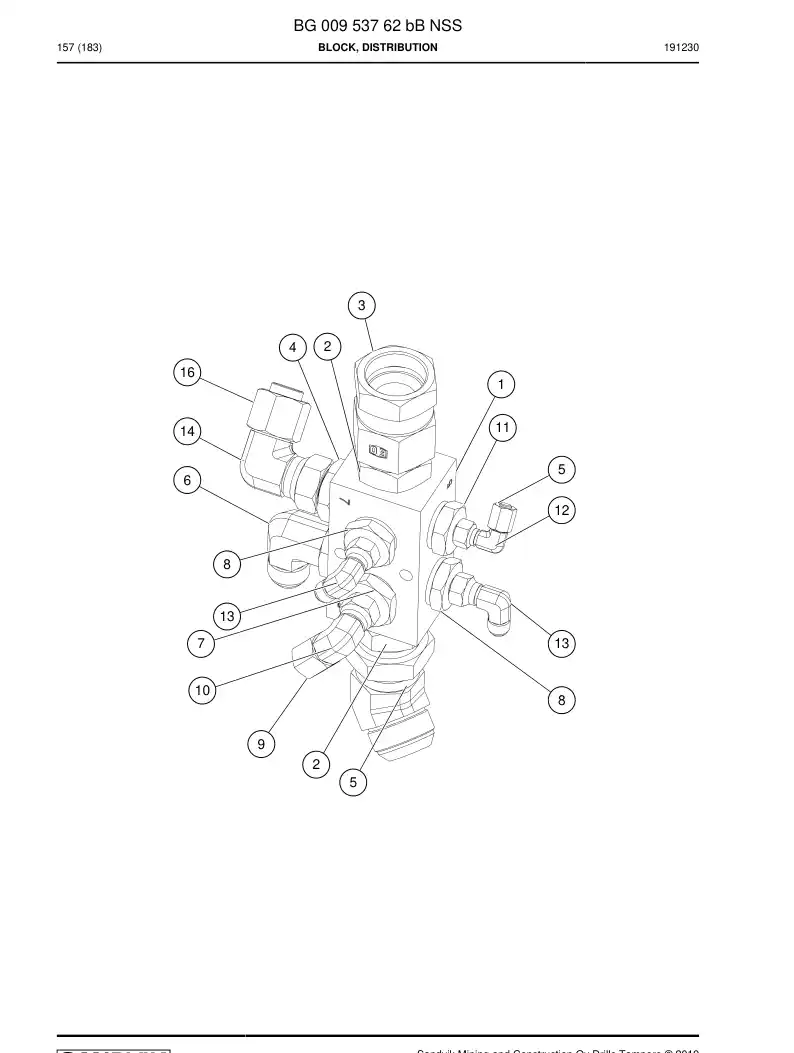 BG00953762b BG 009 537 62b Block, Distribution - Sandvik Technical Drawing