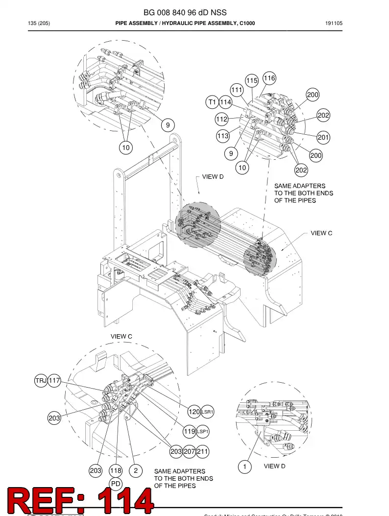 BG00954726a BG 009 547 26a Pipe, Return - Sandvik Technical Drawing