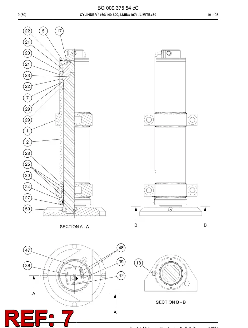 BG00954814a BG 009 548 14a Bushing - Sandvik Technical Drawing
