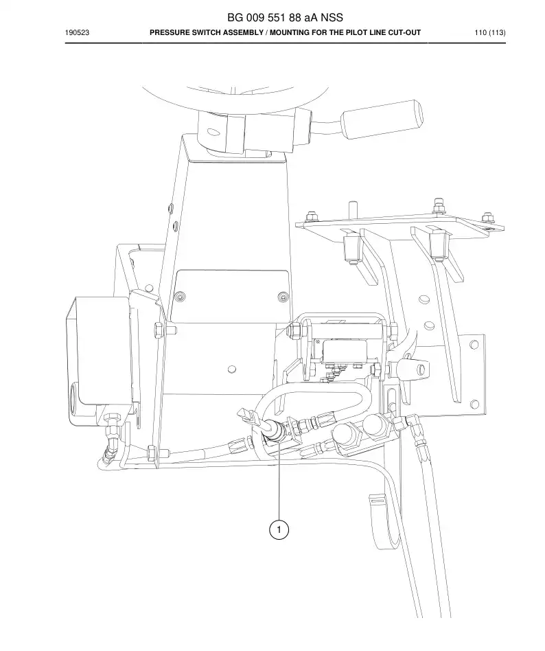BG00955188a BG 009 551 88a Pressure Switch Assembly - Sandvik Technical Drawing