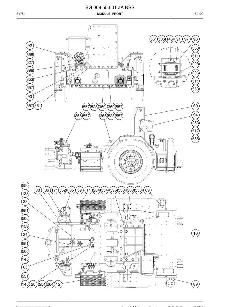 BG00955301a BG 009 553 01a Module, Front - Sandvik Technical Drawing
