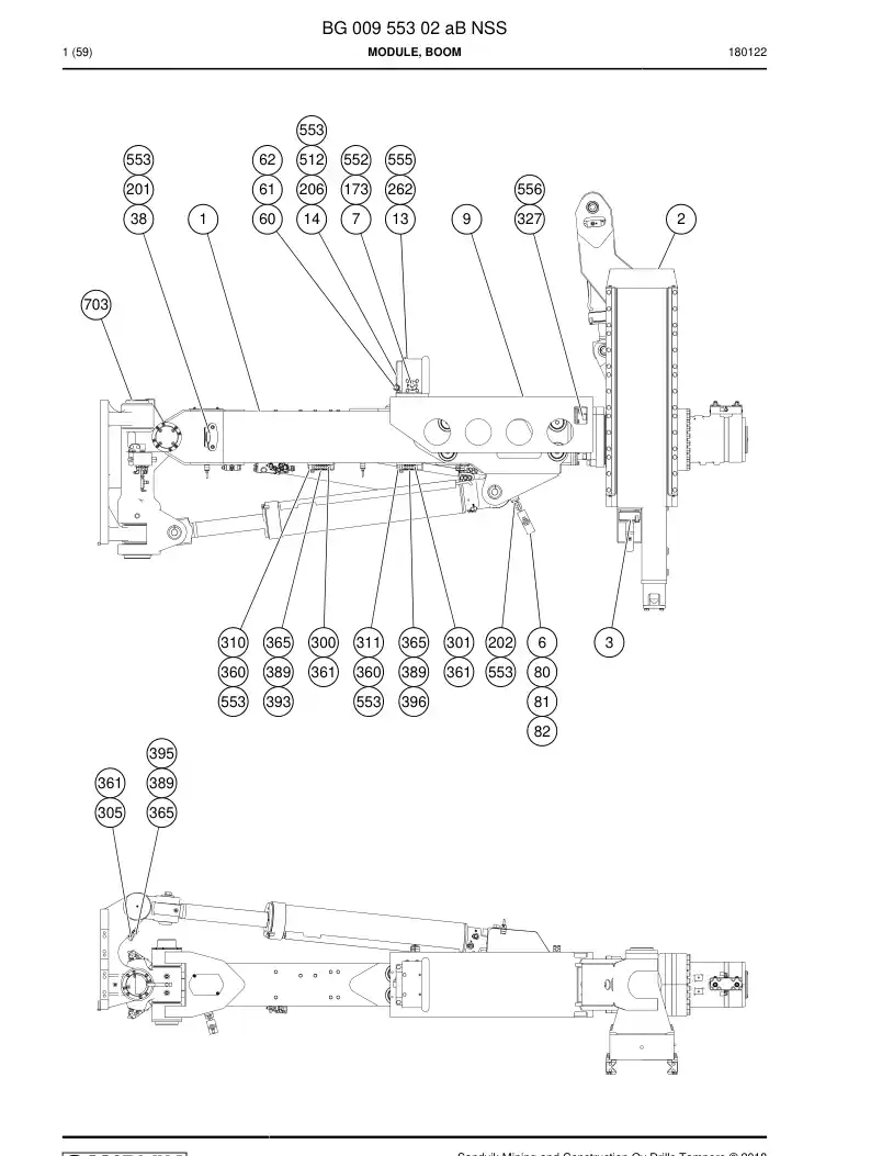 BG00955302a BG 009 553 02a Module, Boom - Sandvik Technical Drawing
