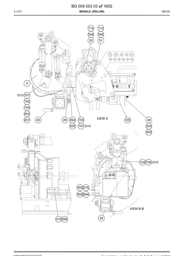 BG00955303a BG 009 553 03a Module, Drilling - Sandvik Technical Drawing