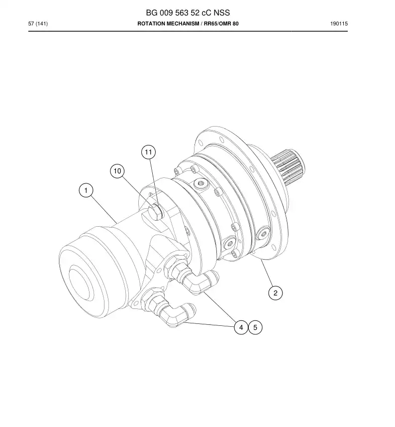 BG00956352c BG 009 563 52c Rotation Mechanism - Sandvik Technical Drawing