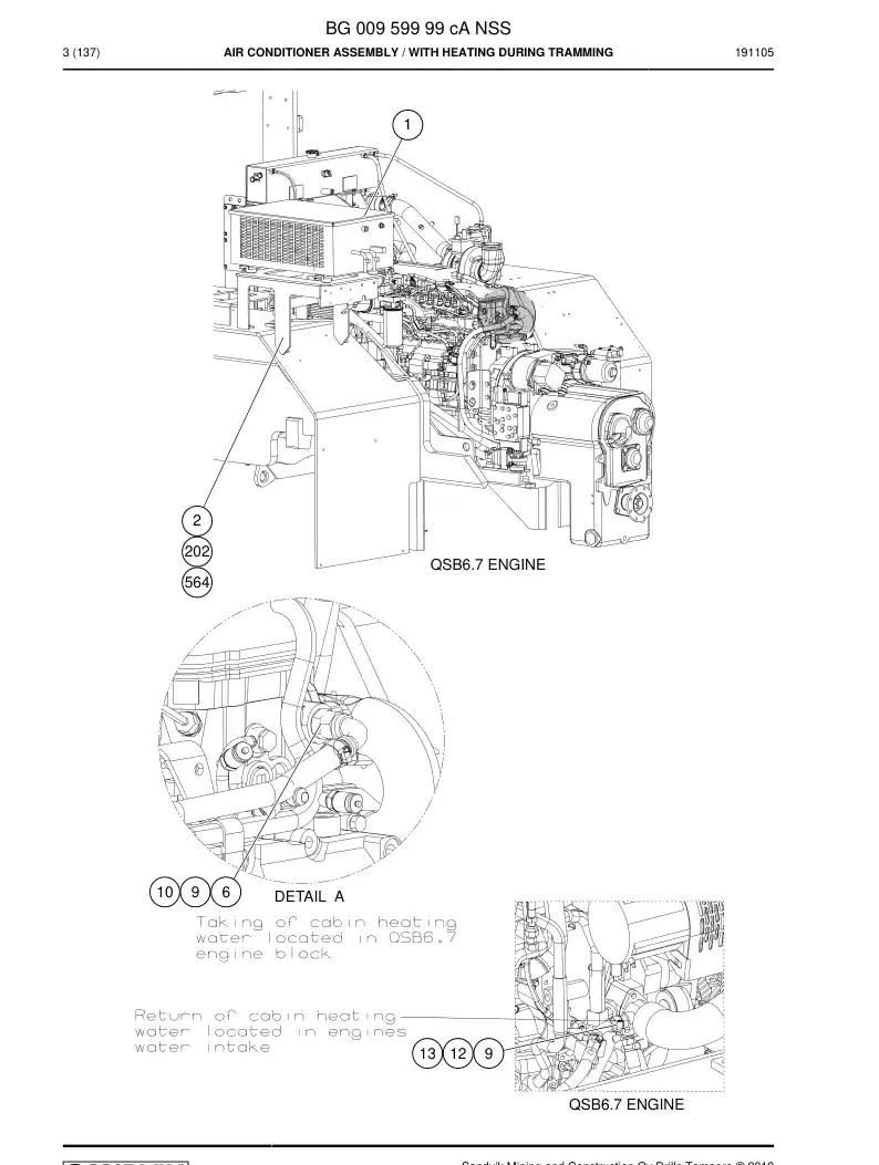 BG00959999c BG 009 599 99c Air Conditioner Assembly - Sandvik Technical Drawing