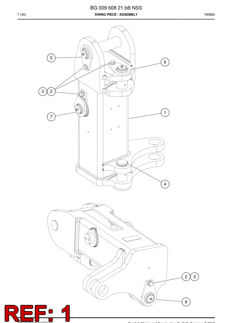 BG00960819b BG 009 608 19b Swing Piece - Sandvik Technical Drawing
