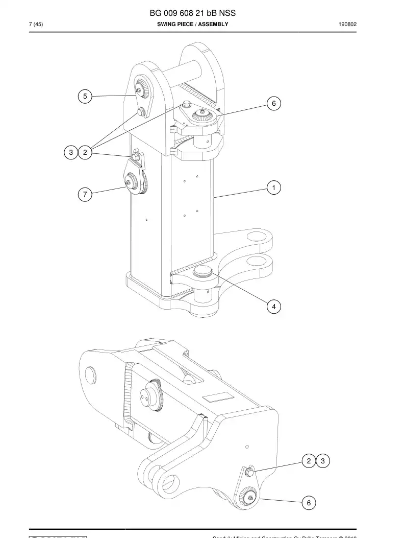 BG00960821b BG 009 608 21b Swing Piece - Sandvik Technical Drawing