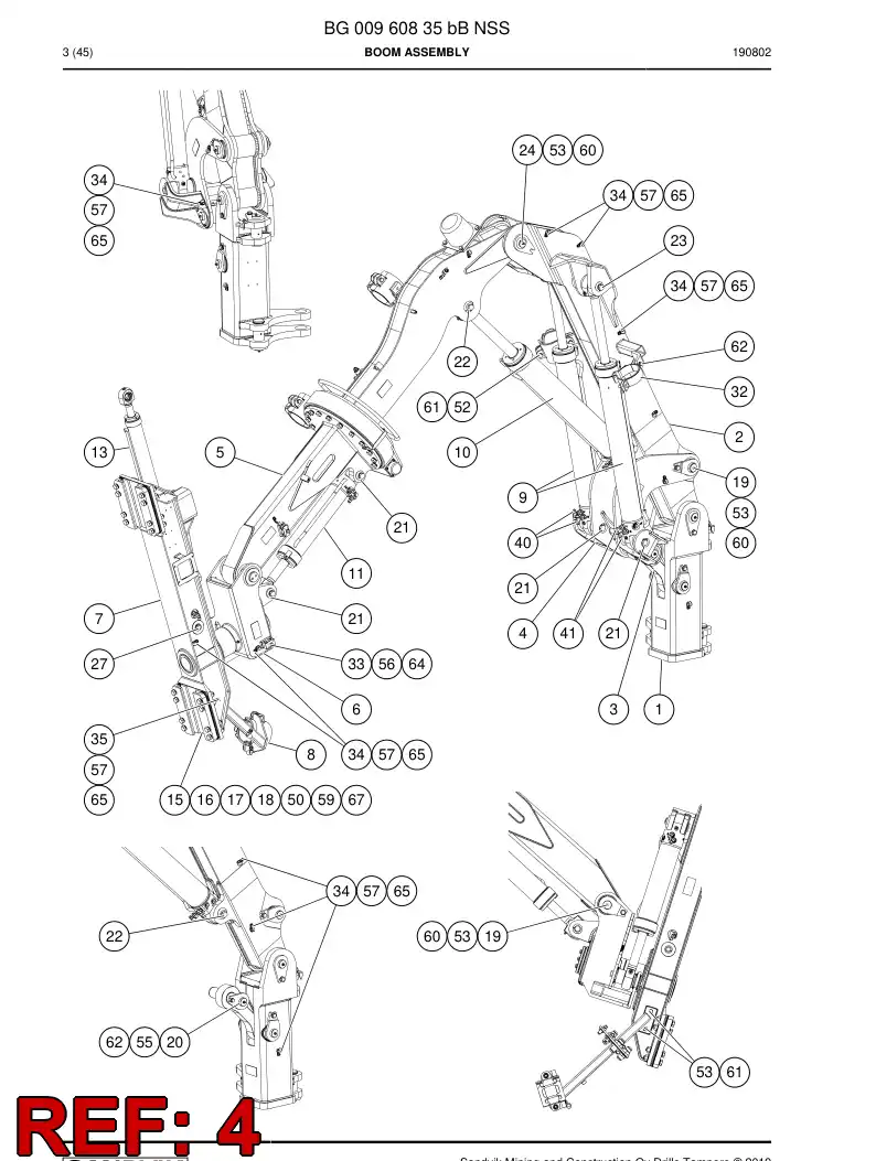 BG00960959b BG 009 609 59b Swing Arm - Sandvik Technical Drawing