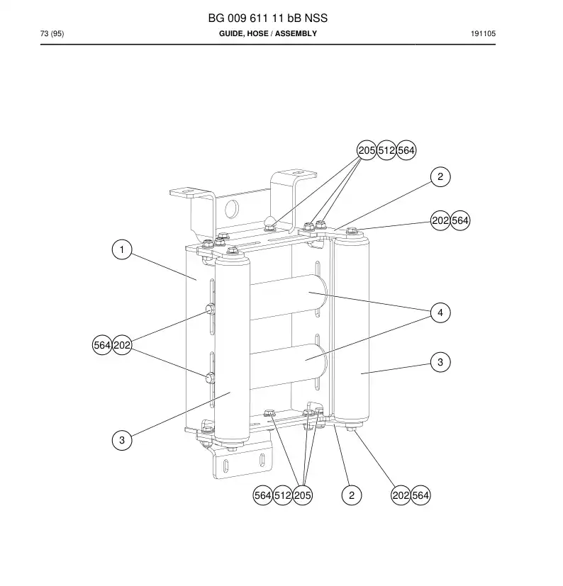 BG00961111b BG 009 611 11b Guide, Hose - Sandvik Technical Drawing