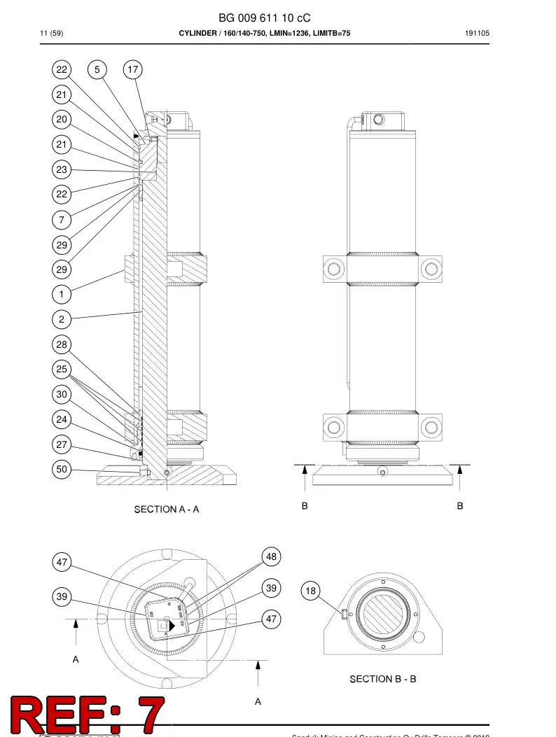 BG00961112a BG 009 611 12a Bushing - Sandvik Technical Drawing