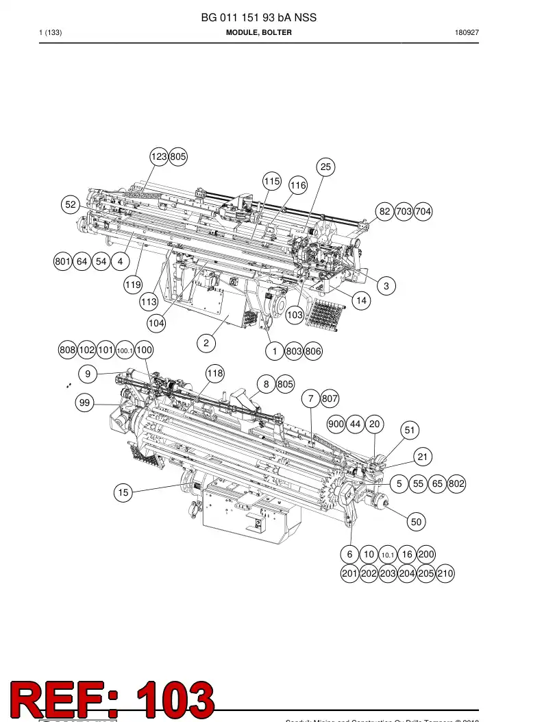 BG00961113a BG 009 611 13a Actuator Assembly - Sandvik Technical Drawing