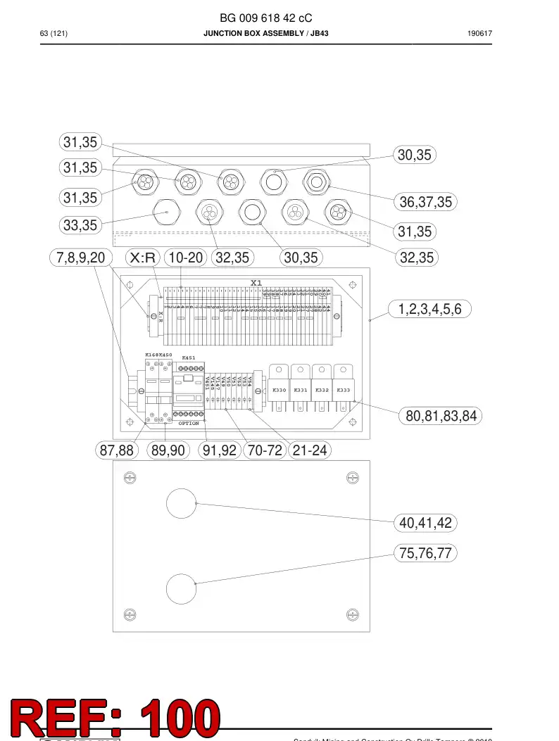BG00961572c BG 009 615 72c Electric Components Assembly - Sandvik Technical Drawing