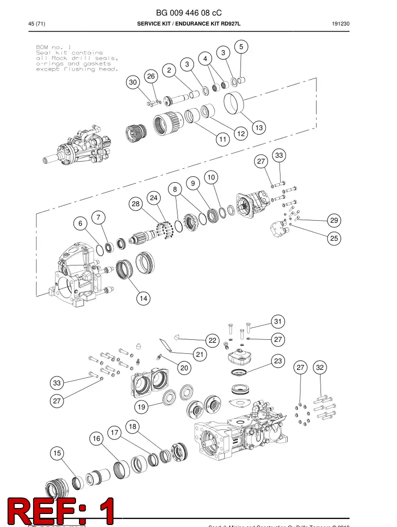 BG00962669a BG 009 626 69a Seal Kit - Sandvik Technical Drawing