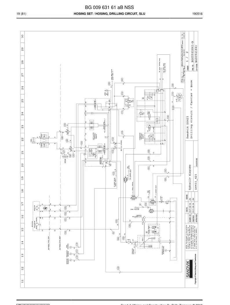 BG00963161a BG 009 631 61a Hosing Set - Sandvik Technical Drawing