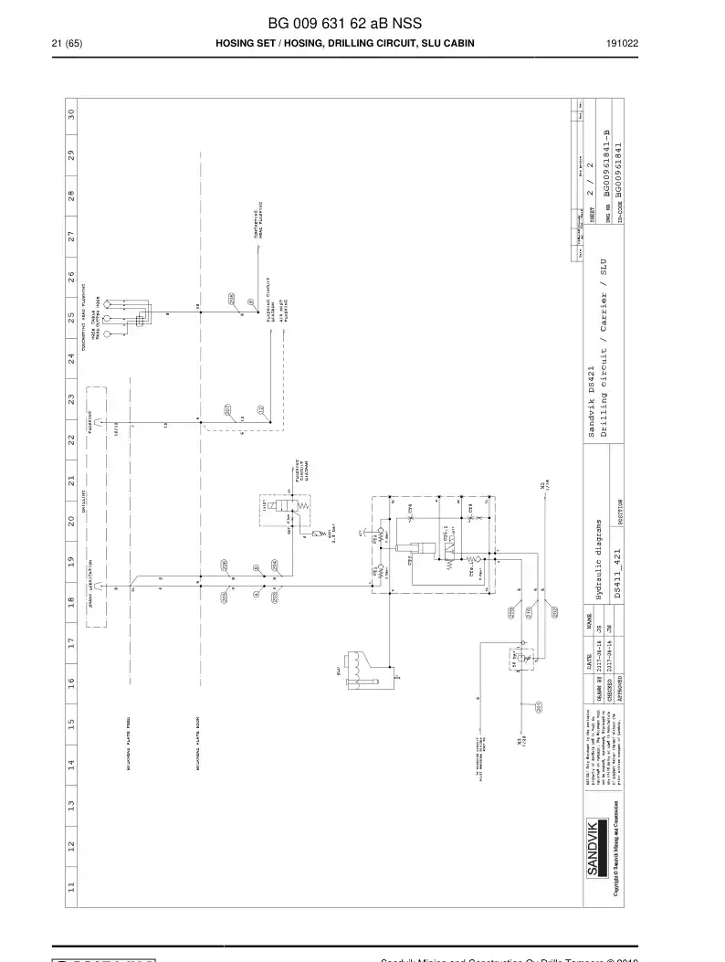 BG00963162a BG 009 631 62a HOSE SET - Sandvik Technical Drawing