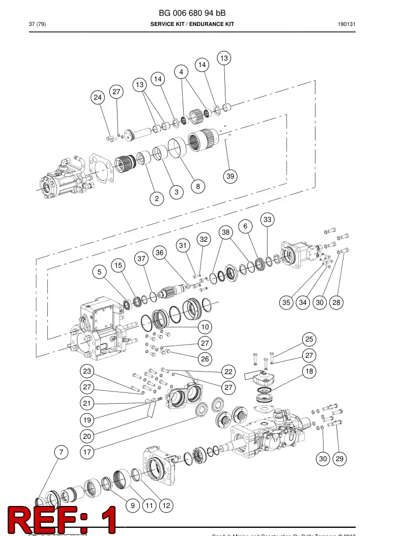 BG00963296a BG 009 632 96a Seal Kit - Sandvik Technical Drawing