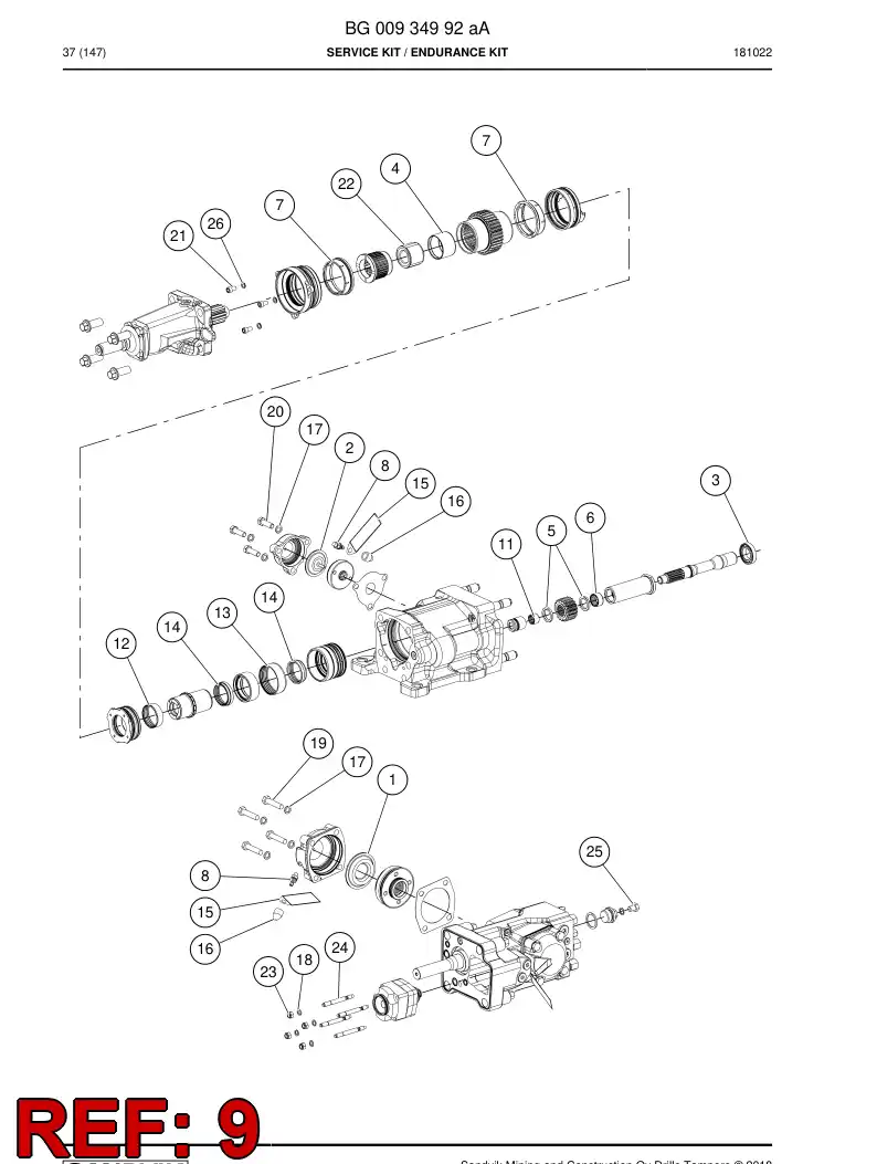 BG00963350a BG 009 633 50a Seal Kit - Sandvik Technical Drawing