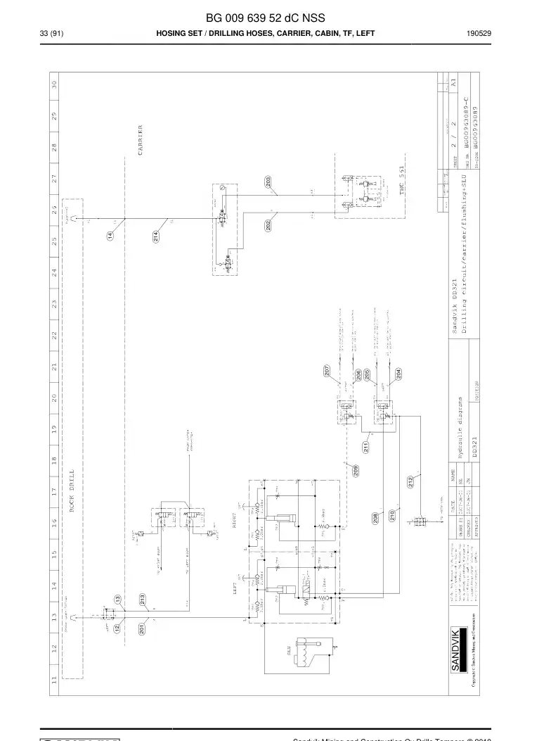 BG00963952d BG 009 639 52d Hosing Set - Sandvik Technical Drawing