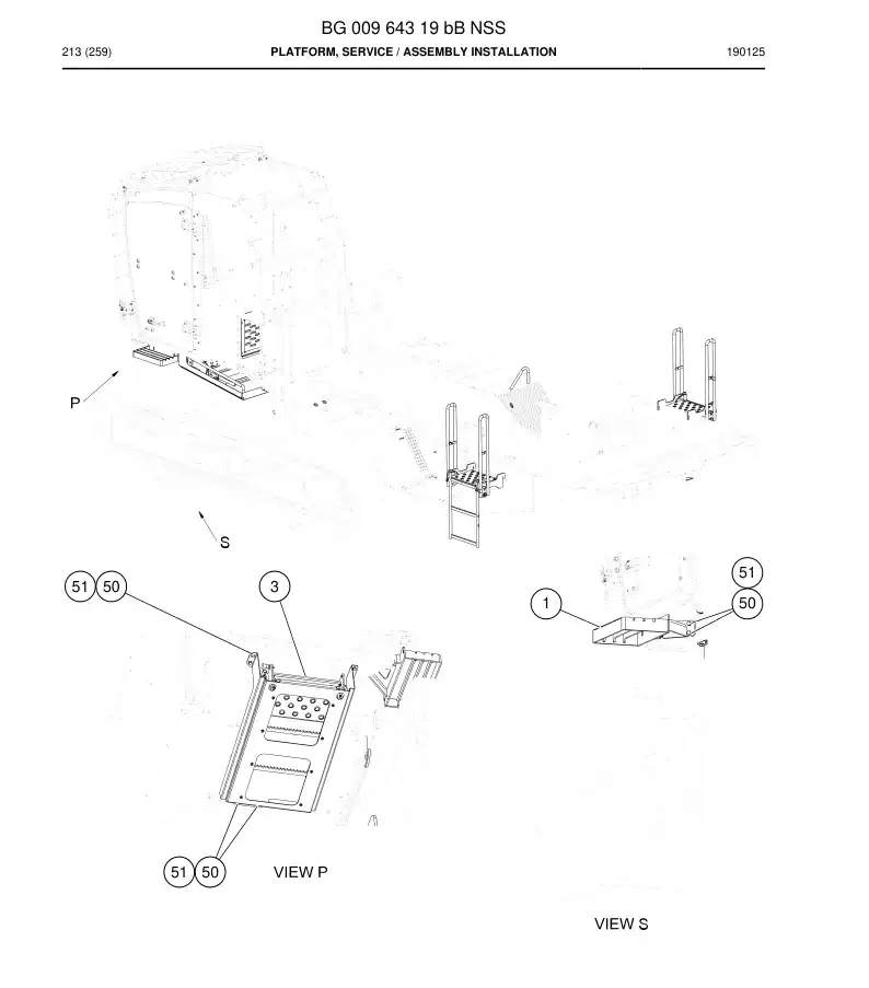 BG00964319b BG 009 643 19b Platform, service - Sandvik Technical Drawing