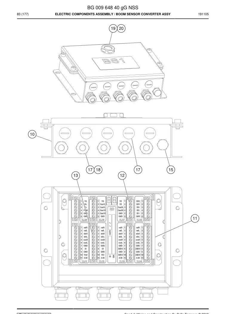 BG00964840g BG 009 648 40g Electric Components Assembly - Sandvik Technical Drawing