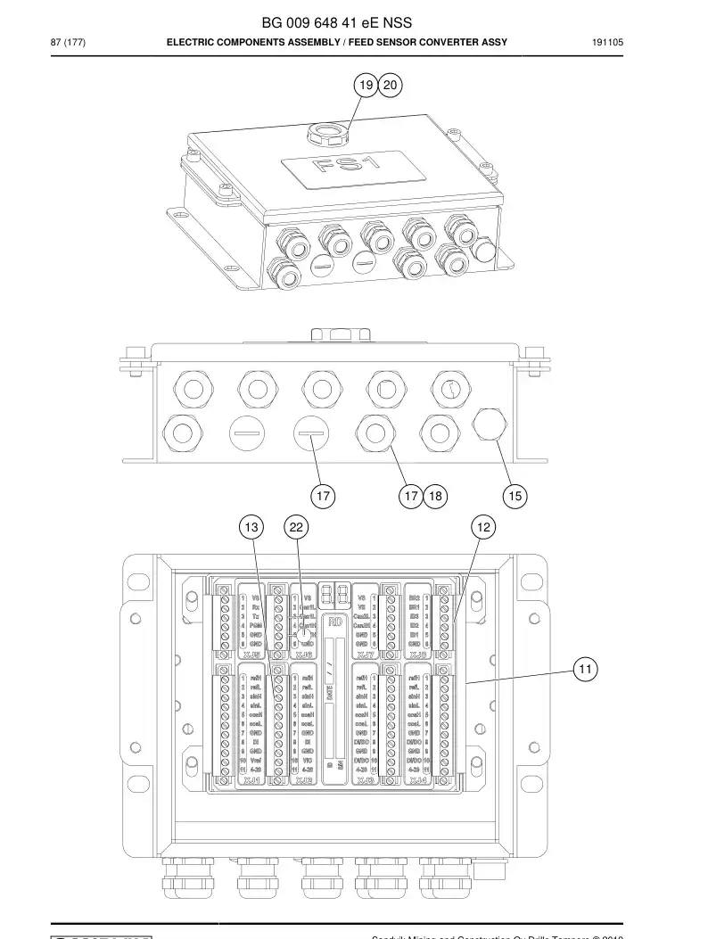 BG00964841e BG 009 648 41e Electric Components Assembly - Sandvik Technical Drawing