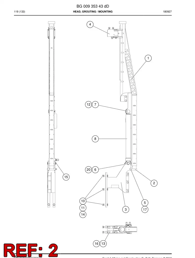 BG00965214a BG 009 652 14a Pipe, Guide - Sandvik Technical Drawing