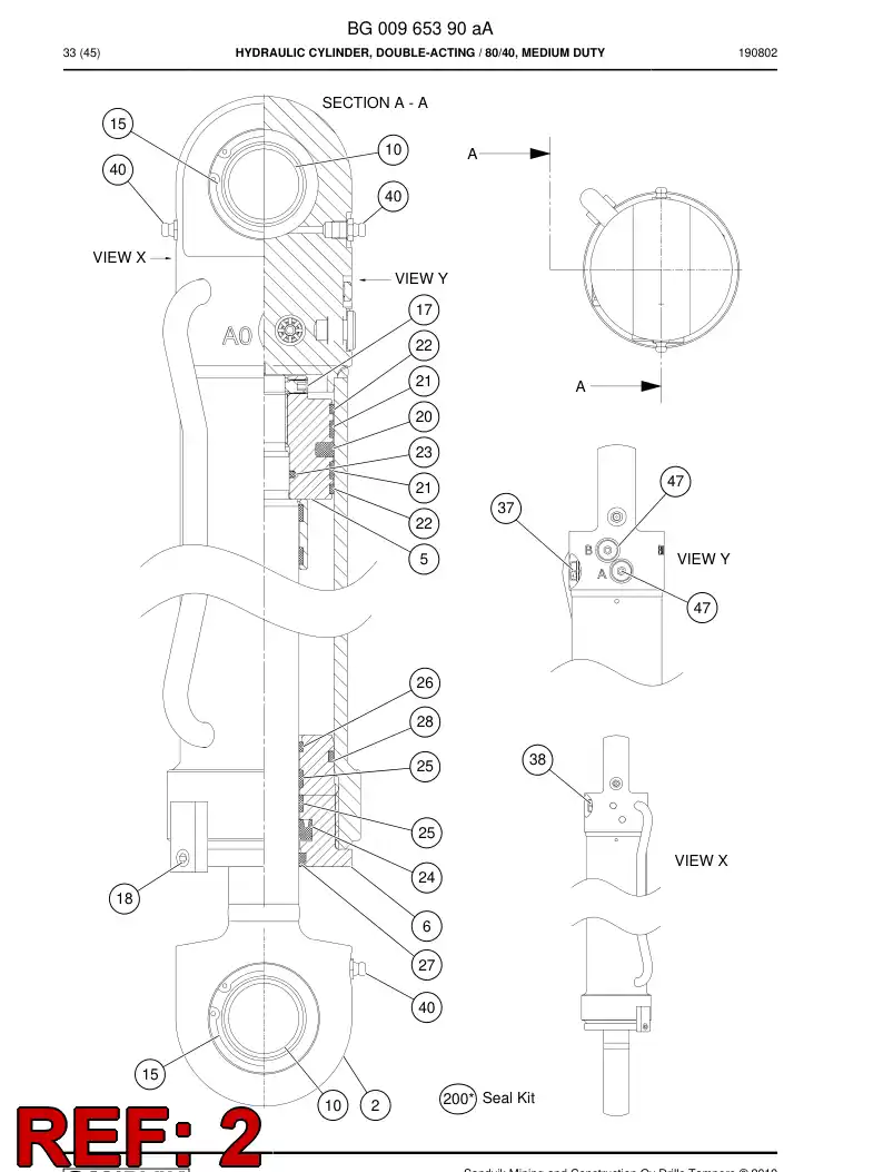 BG00965408a BG 009 654 08a Rod, PISTON - Sandvik Technical Drawing