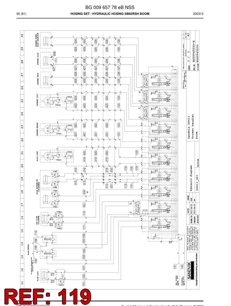 BG00965890b BG 009 658 90b Hose Assembly, Hydraulic - Sandvik Technical Drawing