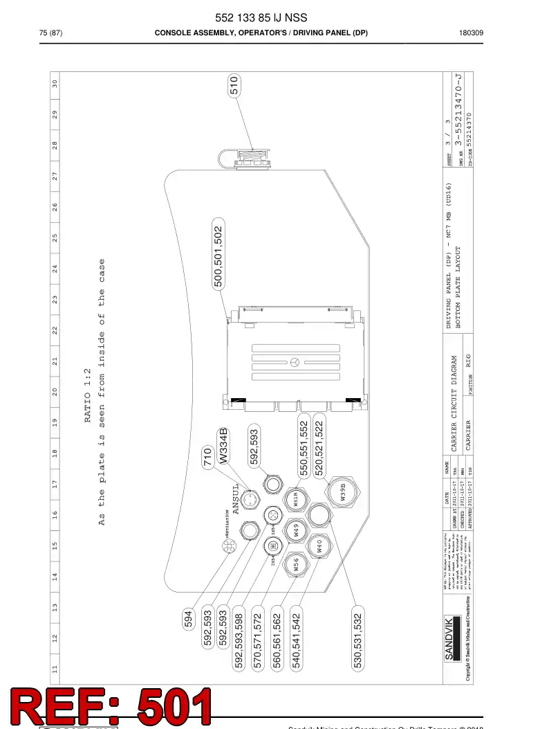 BG00965927a BG 009 659 27a Wiring Harness Assembly - Sandvik Technical Drawing