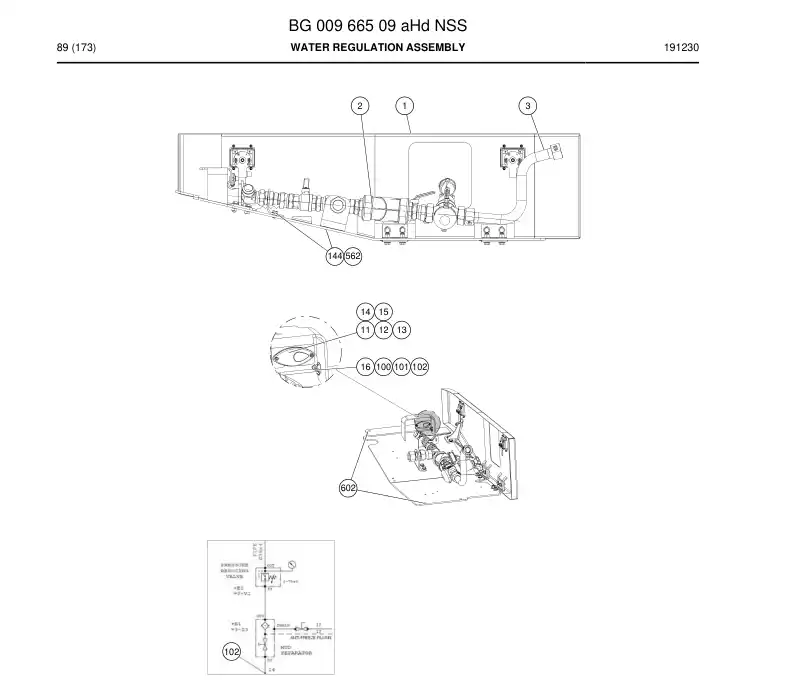 BG00966509a BG 009 665 09a Water Regulation Assembly - Sandvik Technical Drawing