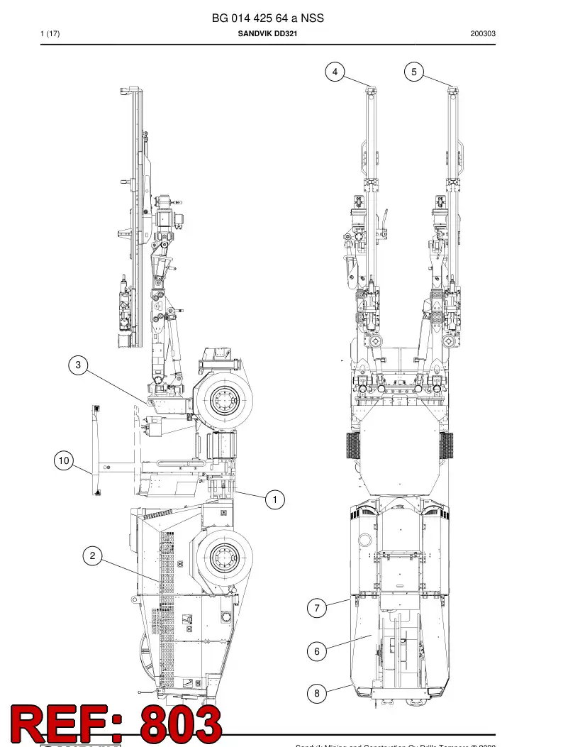 BG00966962c BG 009 669 62c Hosing Set - Sandvik Technical Drawing