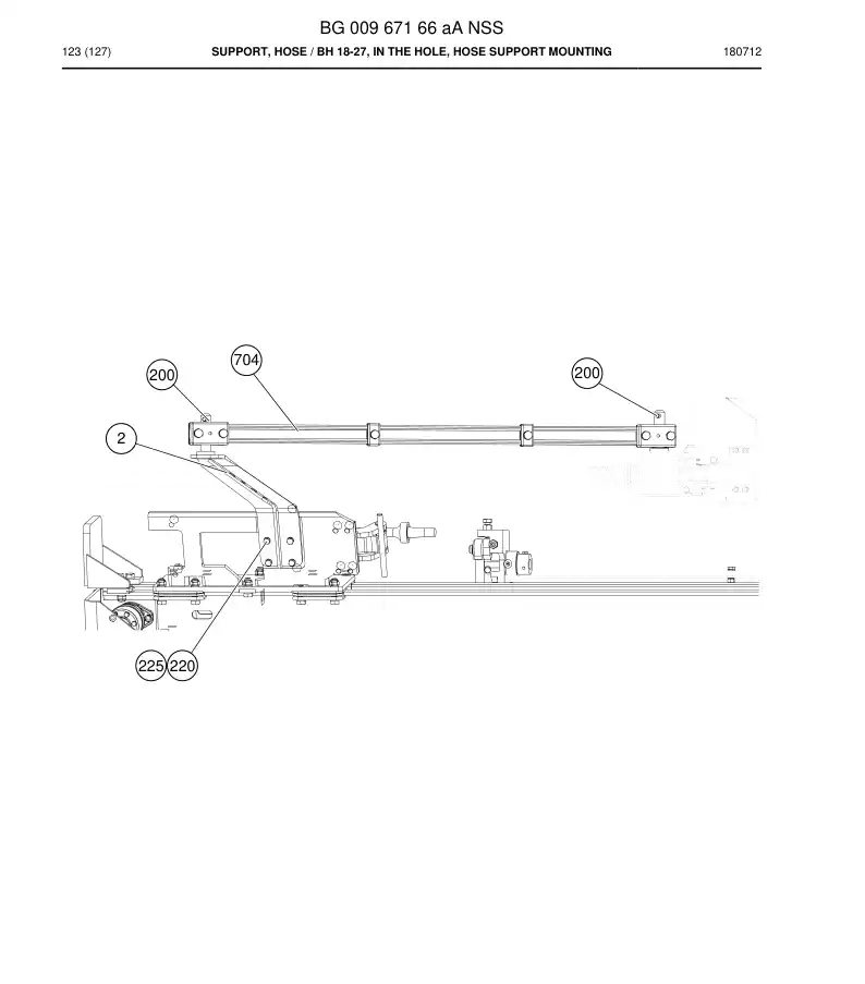 BG00967166a BG 009 671 66a Support, Hose - Sandvik Technical Drawing