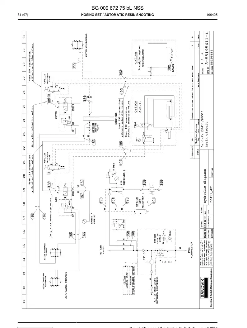 BG00967275b BG 009 672 75b Hosing Set - Sandvik Technical Drawing