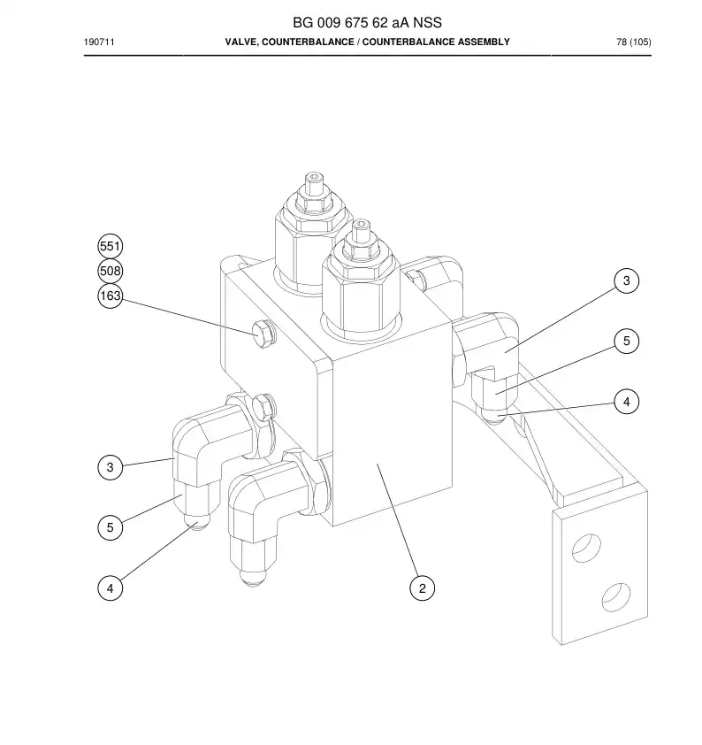 BG00967562a BG 009 675 62a Valve, Counterbalance - Sandvik Technical Drawing
