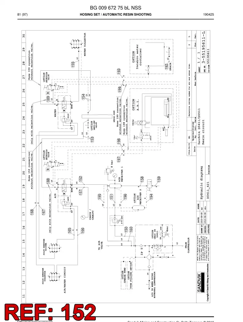 BG00967571a BG 009 675 71a Hose Assembly, Hydraulic - Sandvik Technical Drawing
