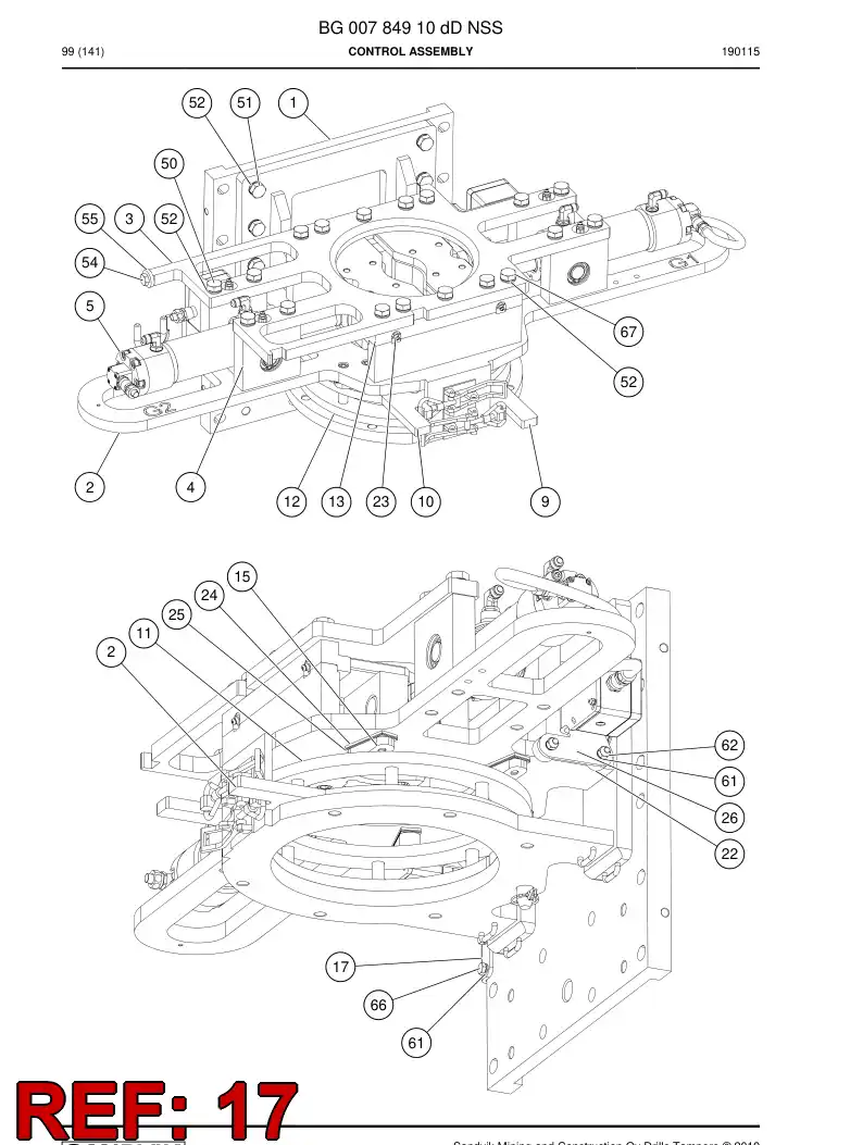 BG00968950b BG 009 689 50b Support, Hose - Sandvik Technical Drawing