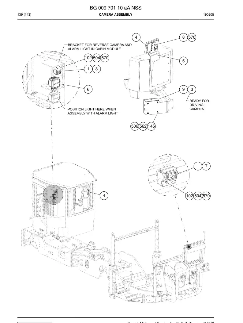 BG00970110a BG 009 701 10a Camera Assembly - Sandvik Technical Drawing