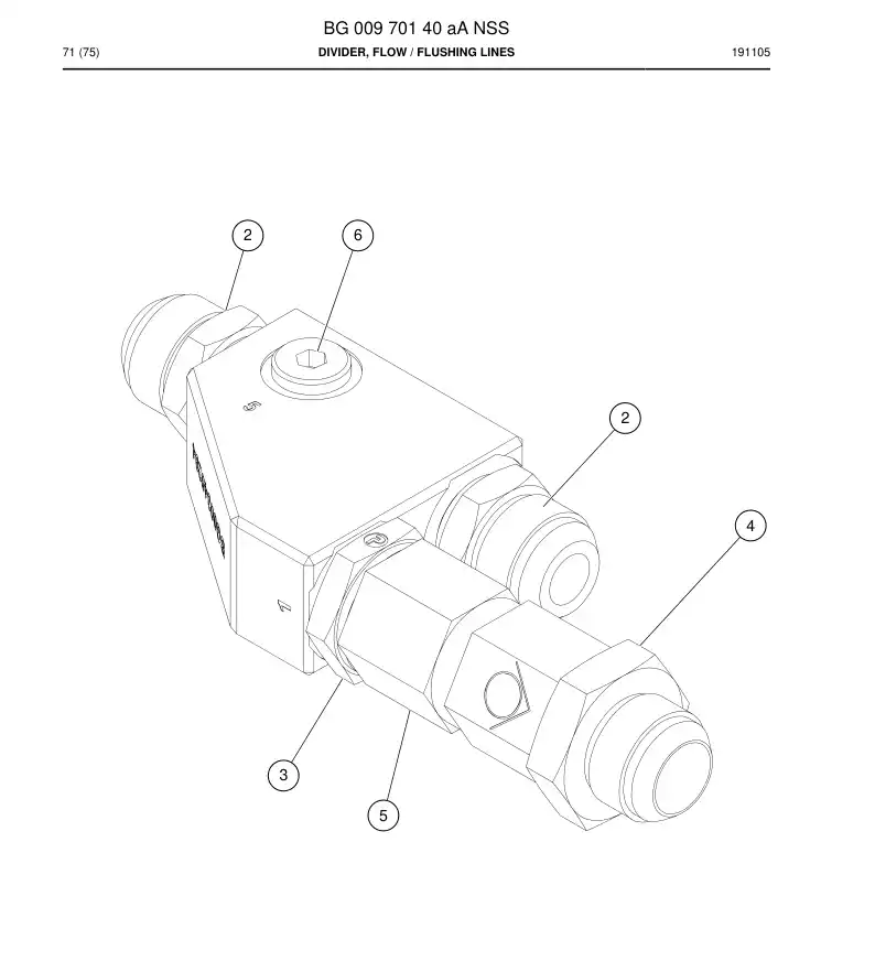 BG00970140a BG 009 701 40a Divider, Flow - Sandvik Technical Drawing