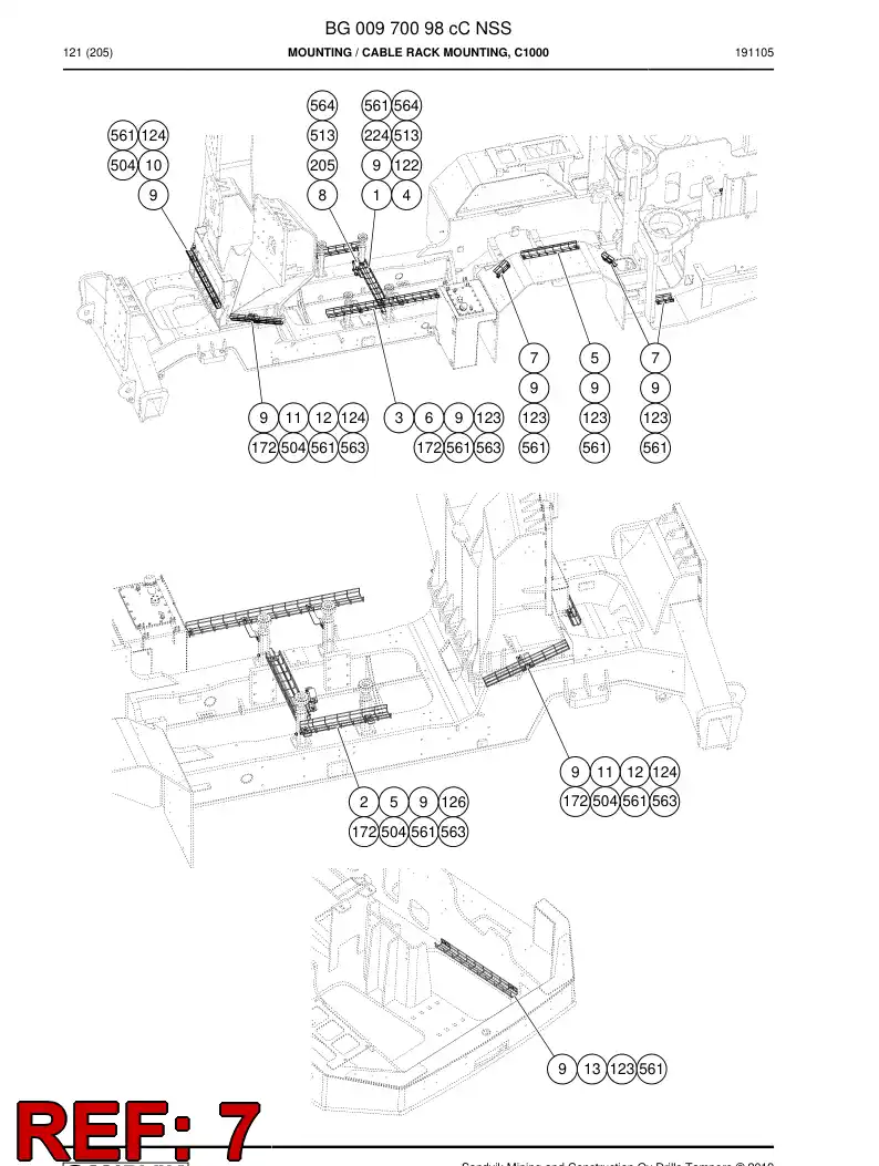 BG00970168a BG 009 701 68a Rack, Cable - Sandvik Technical Drawing