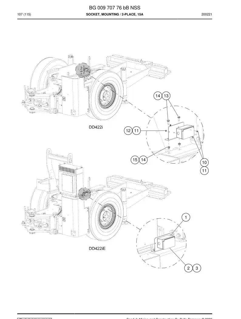 BG00970776b BG 009 707 76b Socket, Mounting - Sandvik Technical Drawing