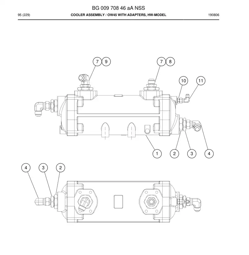 BG00970846a BG 009 708 46a Cooler Assembly - Sandvik Technical Drawing