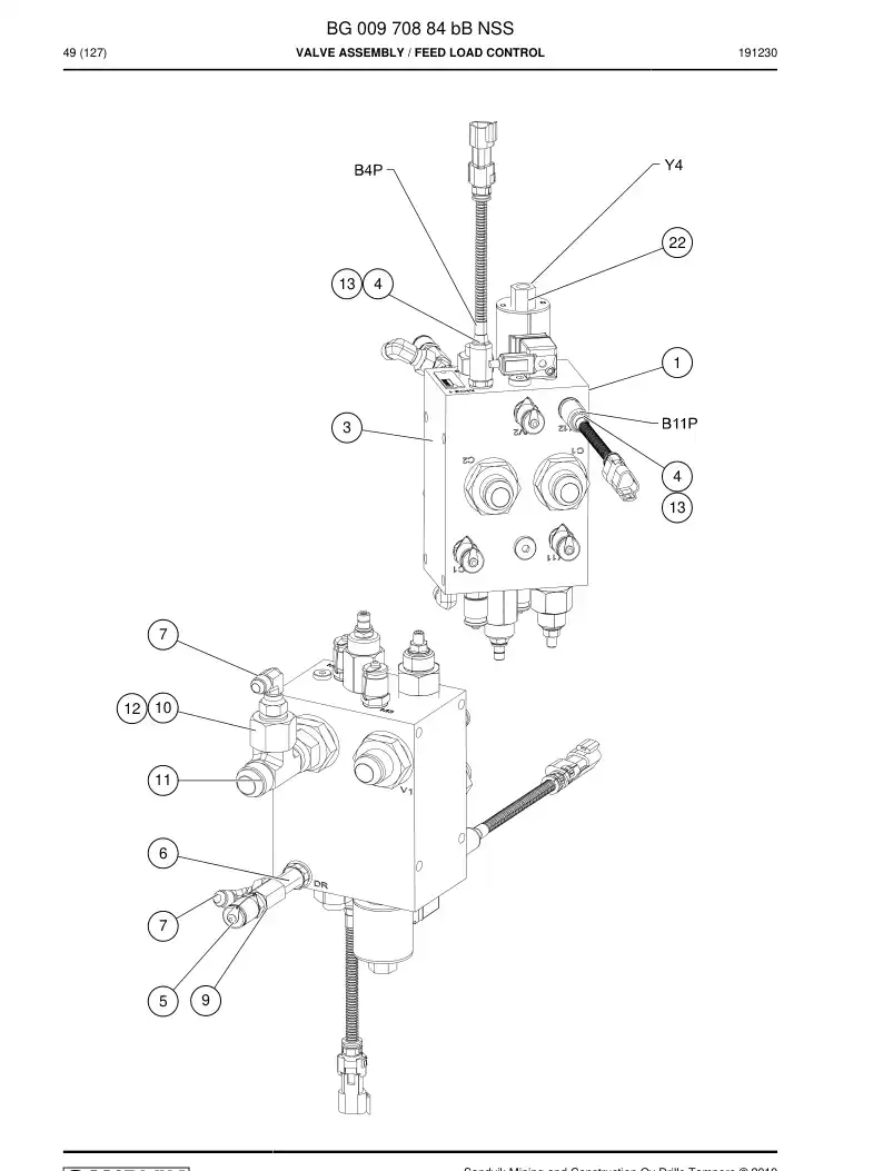 BG00970884b BG 009 708 84b Valve Assembly - Sandvik Technical Drawing