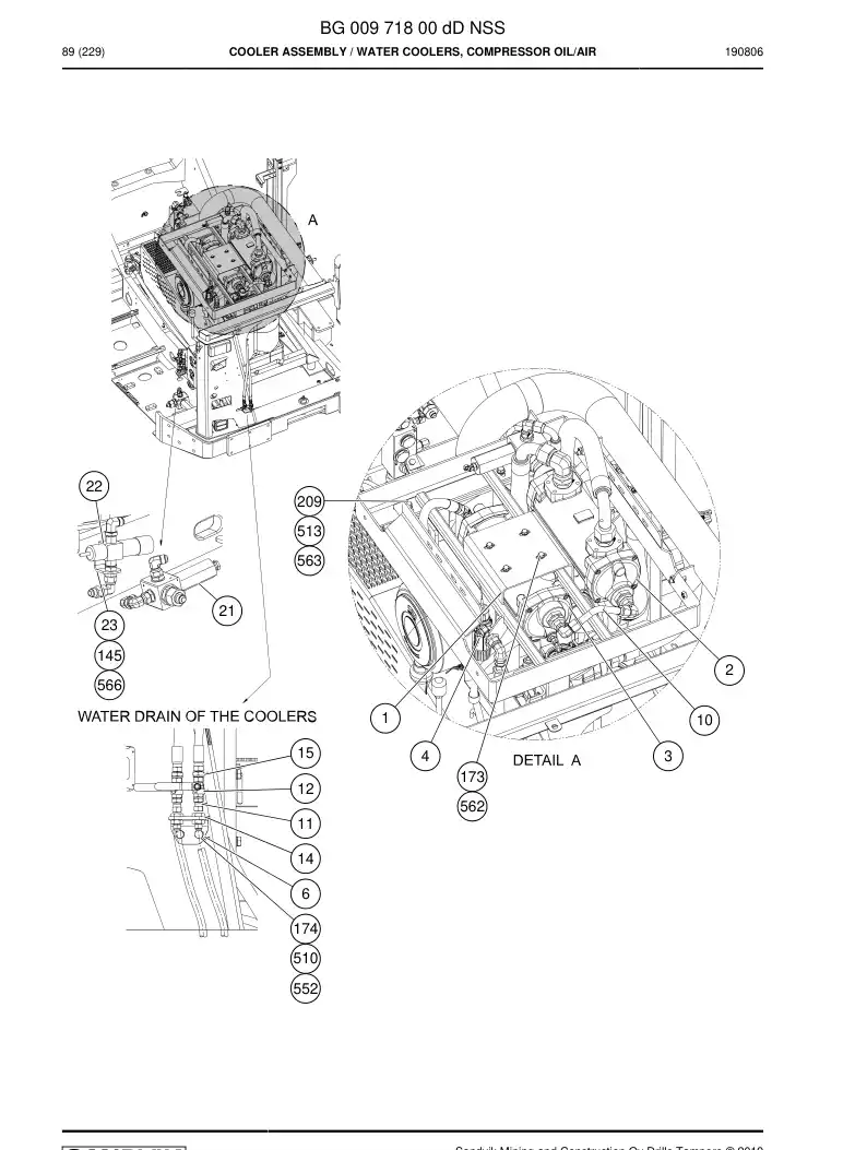 BG00971800d BG 009 718 00d Cooler Assembly - Sandvik Technical Drawing
