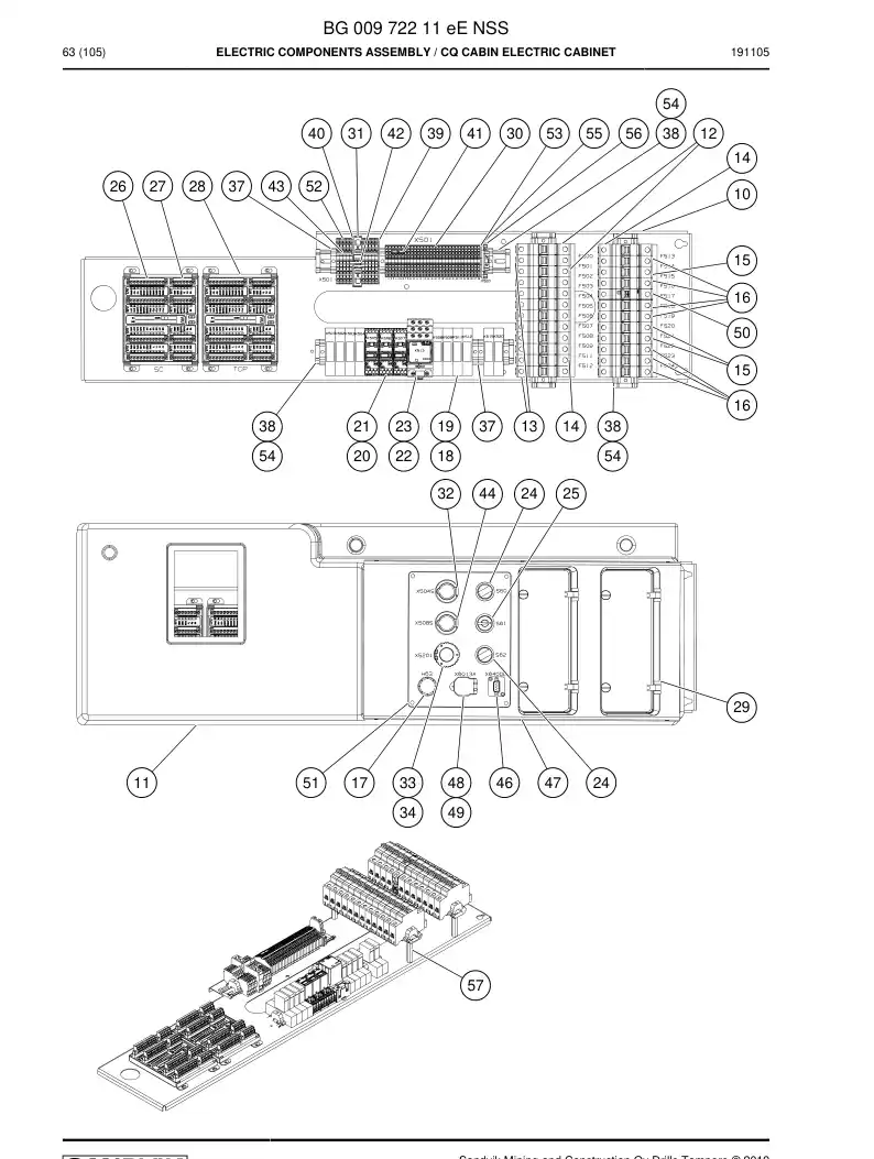 BG00972211e BG 009 722 11e Electric Components Assembly - Sandvik Technical Drawing