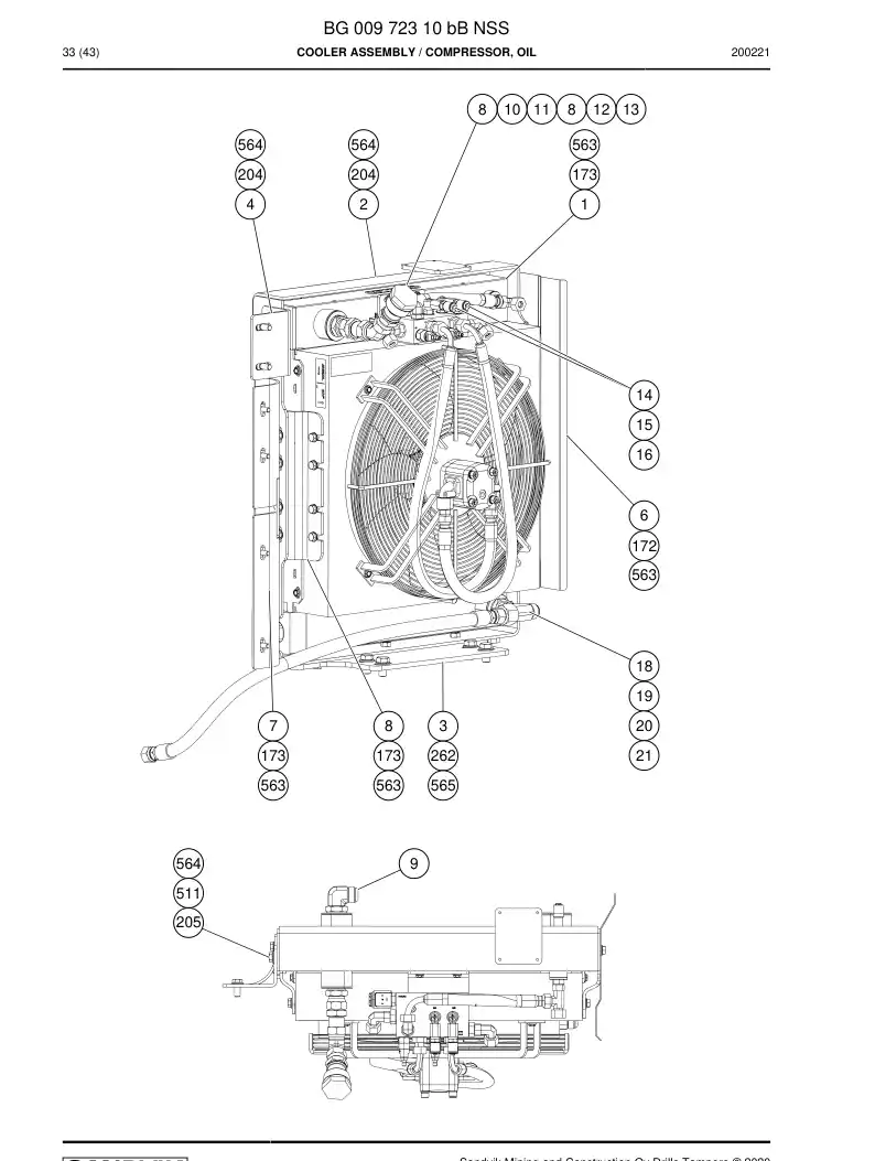 BG00972310b BG 009 723 10b Cooler Assembly - Sandvik Technical Drawing