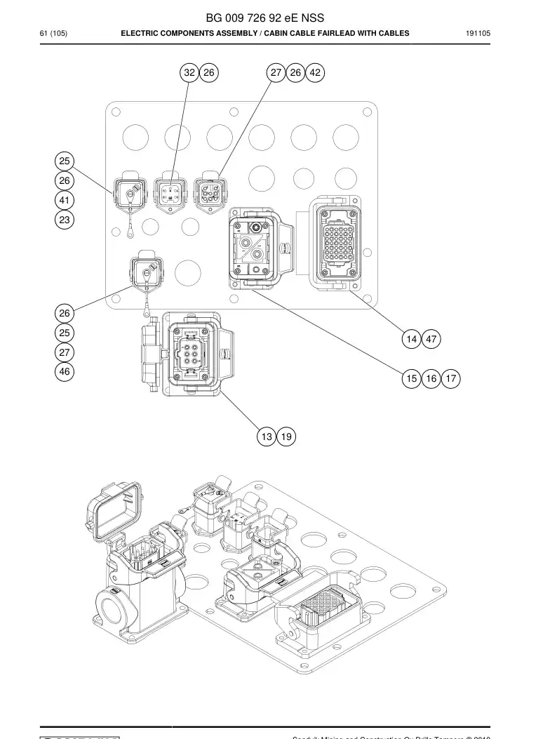 BG00972692e BG 009 726 92e Electric Components Assembly - Sandvik Technical Drawing
