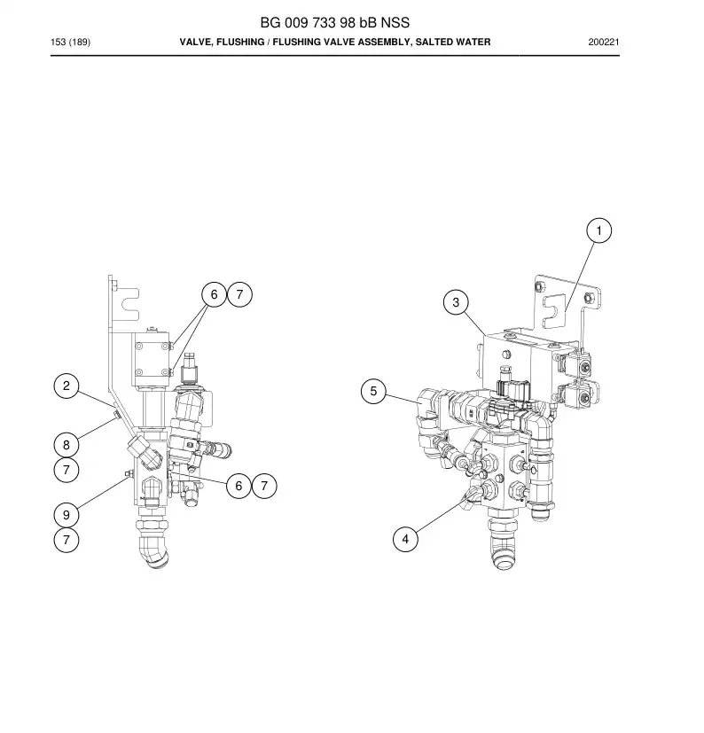 BG00973398b BG 009 733 98b Valve, Flushing - Sandvik Technical Drawing
