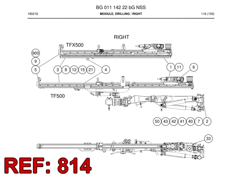 BG00973767a BG 009 737 67a Hosing Set - Sandvik Technical Drawing