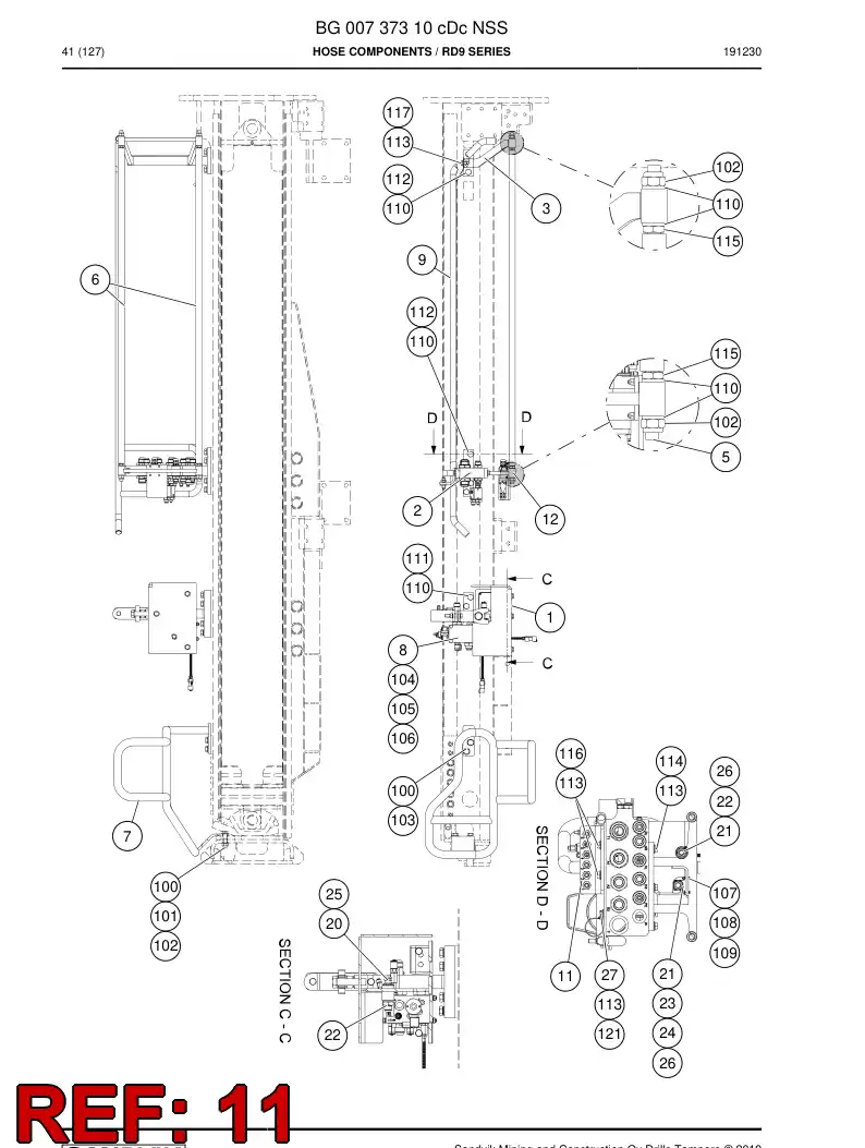 BG00973998a BG 009 739 98a Bulkhead - Sandvik Technical Drawing